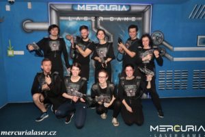 The Cahová group in laser-game vests at Mercuria Laser Game in 2018